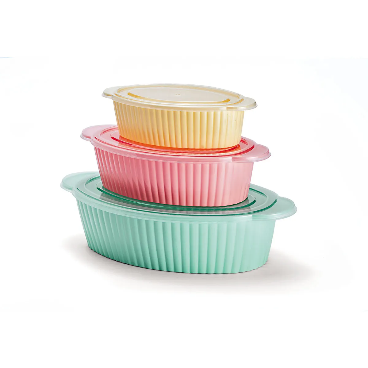 Kit 3 Potes Canelados Ovais Candy