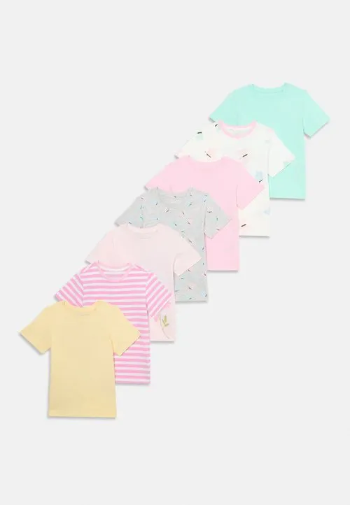 UNISEX 7 PACK - T-shirts med print - lilac/turquoise/off white