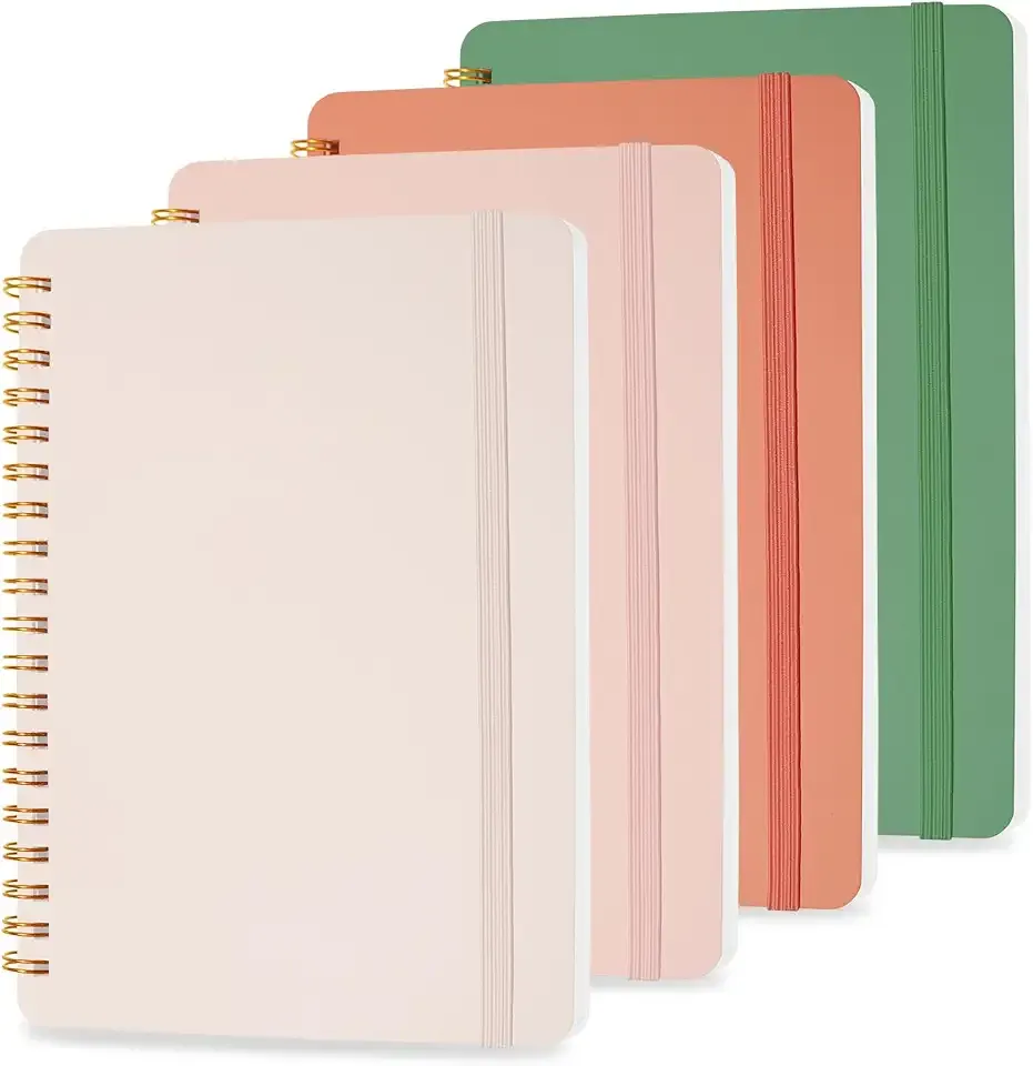 4 PCS Small Spiral Notebook 5x7, Spiral Journal Notebook, Notebooks for Work, Note Taking, School, Small Notebooks 5x7 with Strap, Cute Notebooks for Women 50 Sheets
