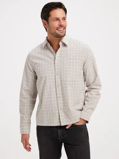 Just Jeans Long Sleeve Seersucker Check Shirt