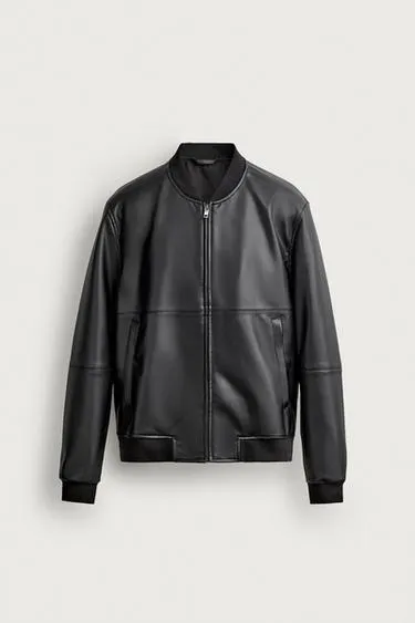 LEATHER-EFFECT BOMBER JACKET