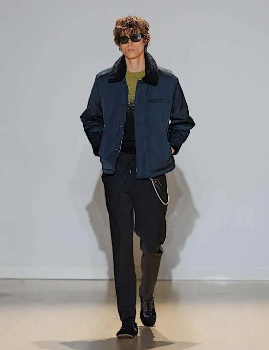 Jacke mit Lammfellimitat und Kragen