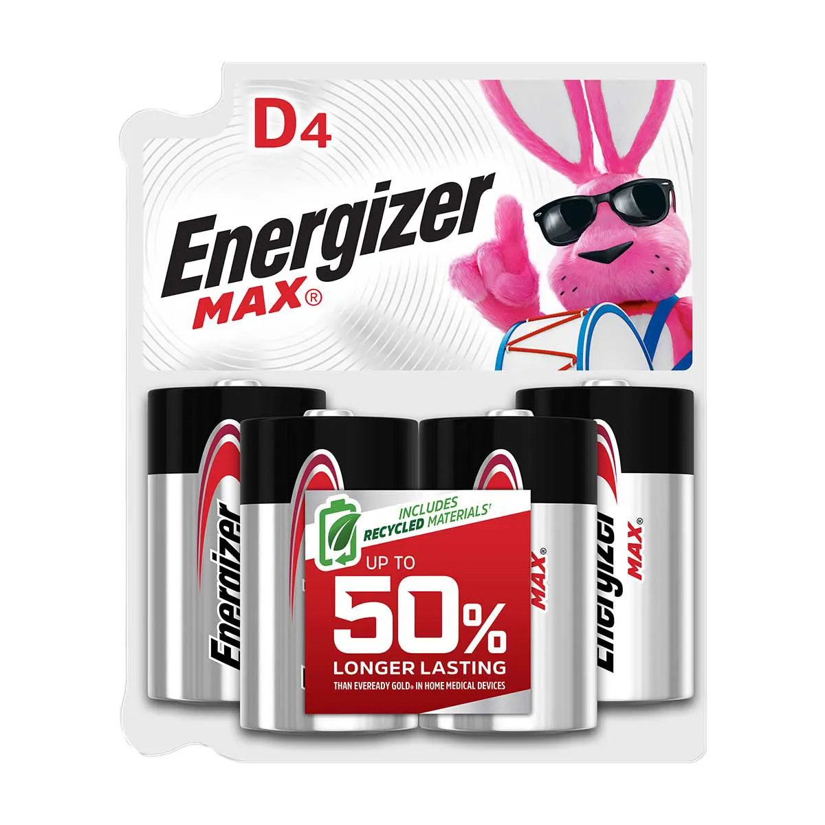 Energizer MAX D Batteries (4 Pack), D Cell Alkaline Batteries
