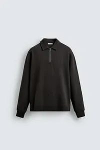 INTERLOCK POLO SWEATSHIRT WITH ZIP