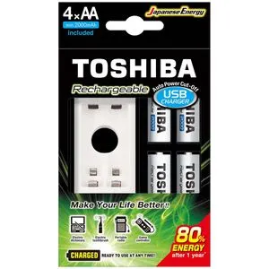 Cargador de Pilas Toshiba TNHC-6GME4 CB USB +4 Pilas AA Ni-MH 2000mAh