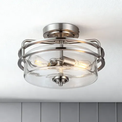 Patriot Lighting® Joska Brushed Nickel 2-Light Semi-Flush Mount Ceiling Light
