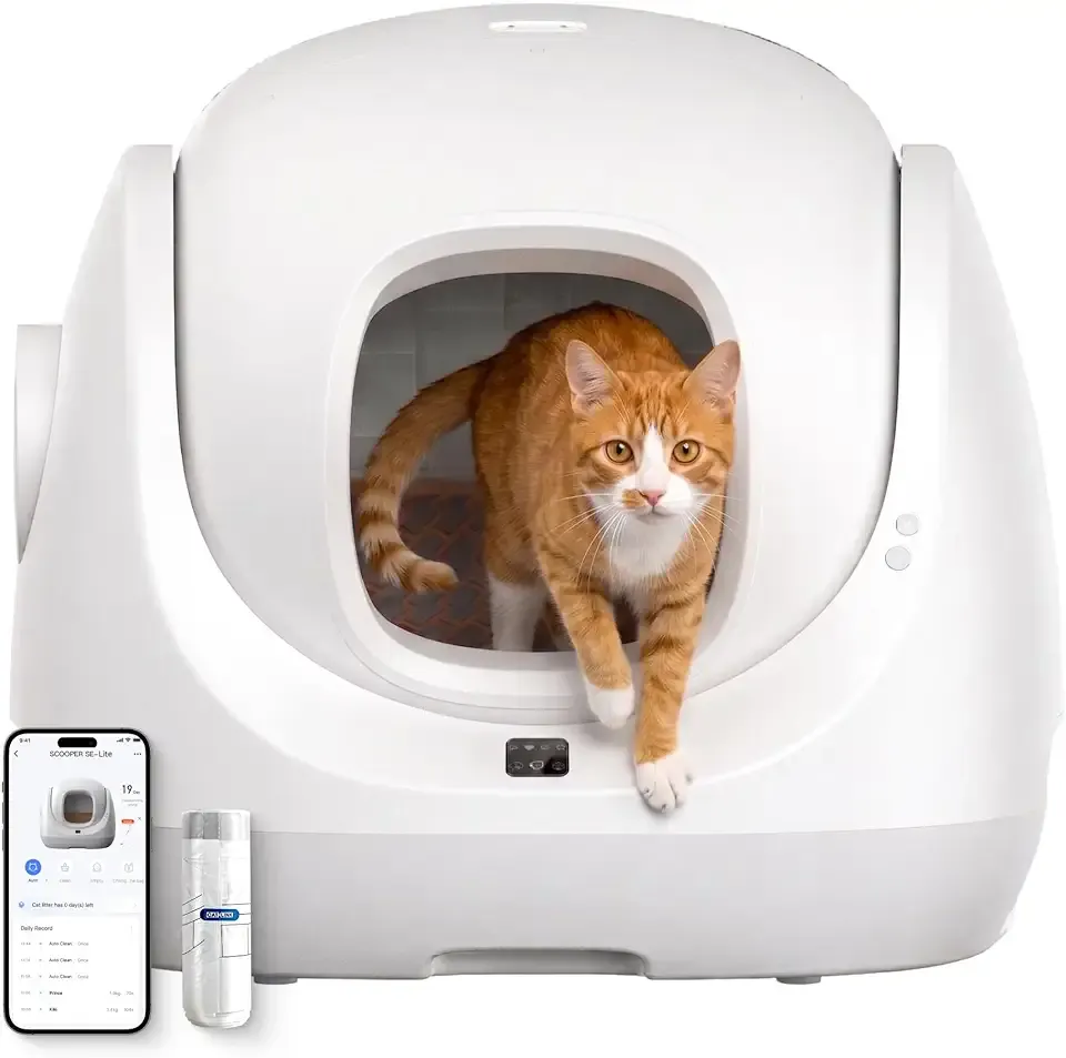 CATLINK Self-Cleaning Cat Litter Box with Multi-Cat Health Tracking APP Control, 8 Levels Anti-Pinch Safety Design, 7.8" Ultra-Low Entry Easy Access for Senior Cats, 2026 Premium Version, White