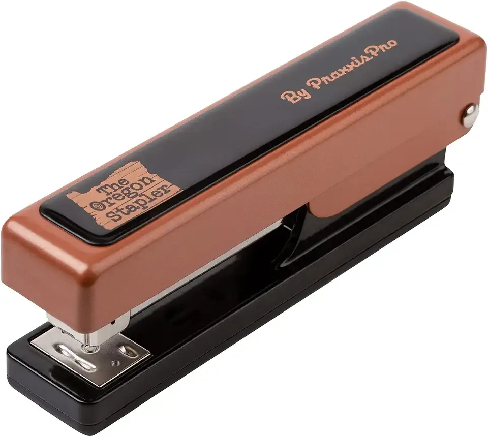 The Oregon Stapler, Built in USA, Built-in Staple Remover, Staples 2 to 25 Sheets, includes Box of 1,250 "Powerhouse" Standard 26/6 Staples, for Home, School or Office, Copper/Black