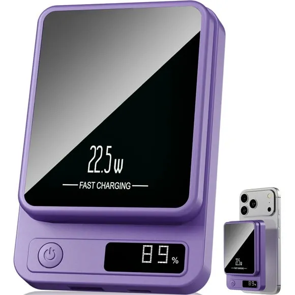 Magnetic Power Bank,10000mAh Wireless Portable Charger with 22.5W Fast Charging USB C in&Out Battery Pack Compatible for iPhone 17/16/15/14/13/12,Samsung,Android Phone Charger,Purple
