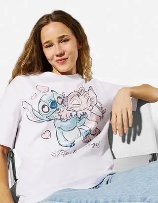 T-shirt - Lilo e Stitch - bianco