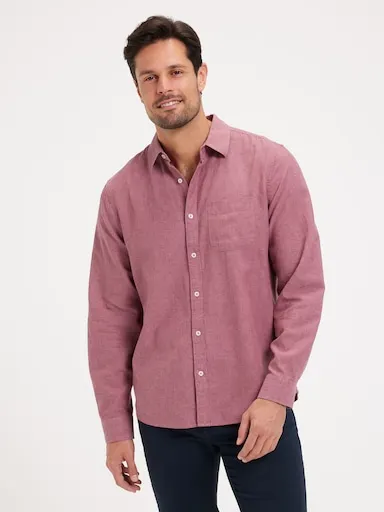 Just Jeans Long Sleeve Linen Blend Shirt