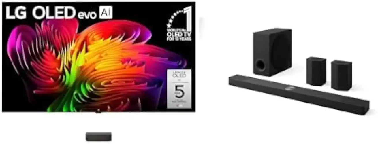 LG 77-Inch Class OLED evo AI 4K W6 Wallpaper Series Smart TV (OLED77W6PUA, 2026) S95TR 9.1. ch. Theater Soundbar with Rear Surround Speakers and Wireless Subwoofer, Wow Orchestra, Dolby Atmos