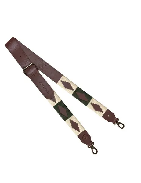 Standard Width Brown Leather Strap with Cream and Green Stitching
