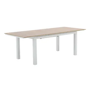Tavolo allungabile da esterno rettangolare in alluminio e polywood bianco 6 posti L da 150 a 220x90cm, Clara NATERIAL