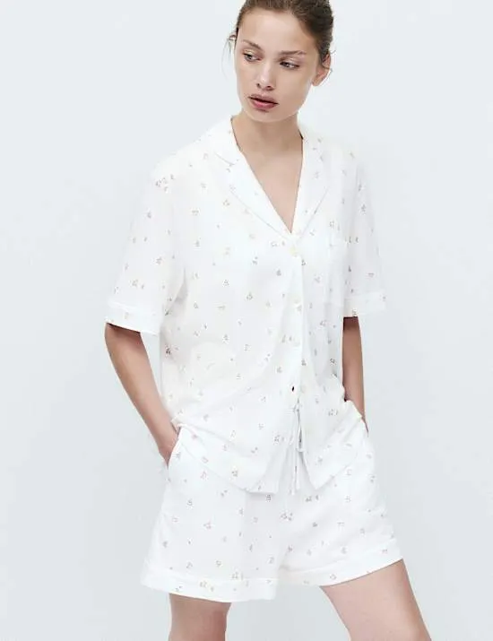 Cotton Modal Ditsy Revere Shortie Set