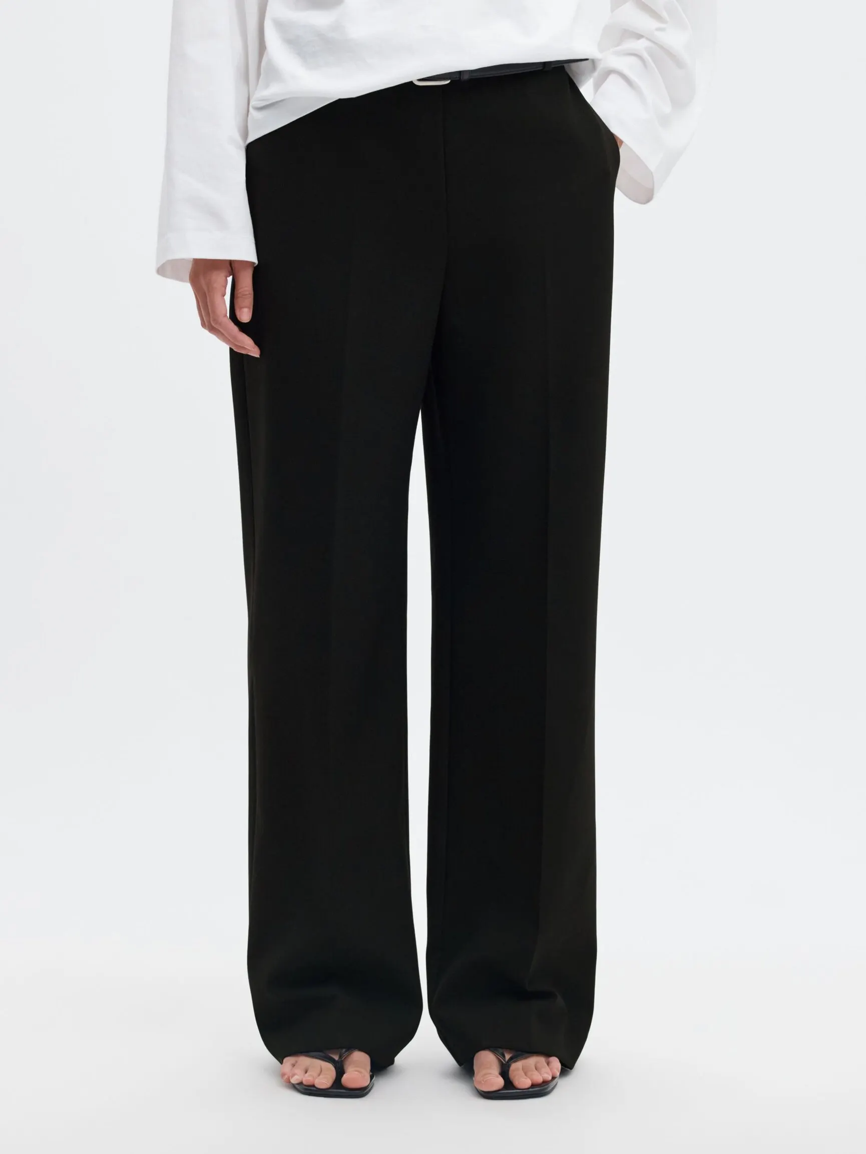 VEYRA ELASTISK MIDJE WIDE LEG BUKSER