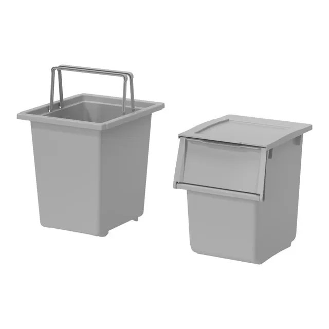 Set 2 contenitori per raccolta differenziata Wendy SPACEO manuale grigio e bianco 25 L + 30 L
