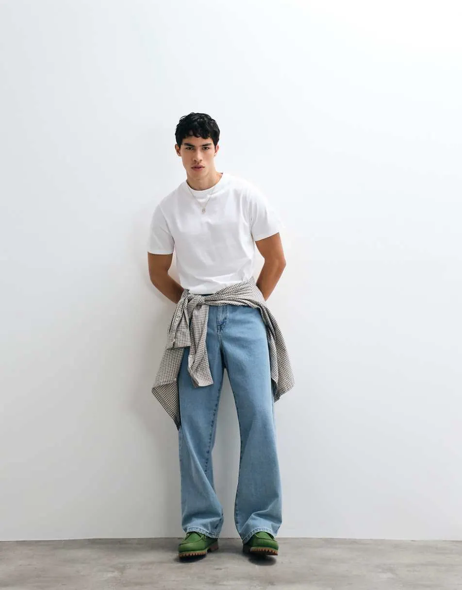 ASOS DESIGN baggy jeans in mid wash blue
