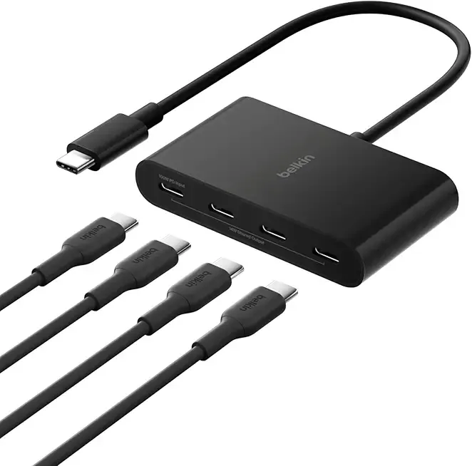 Belkin Connect 4 Port USB C Hub - Multiport Adapter Dongle with 4 USB C 3.2 Gen 2 Ports - High Speed 10G Data Transfer for Laptop, MacBook, iPad, PC, and More - 100W PD