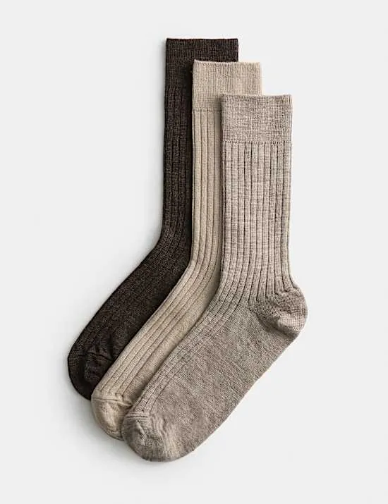 3 Pack Lambswool Rich Socks