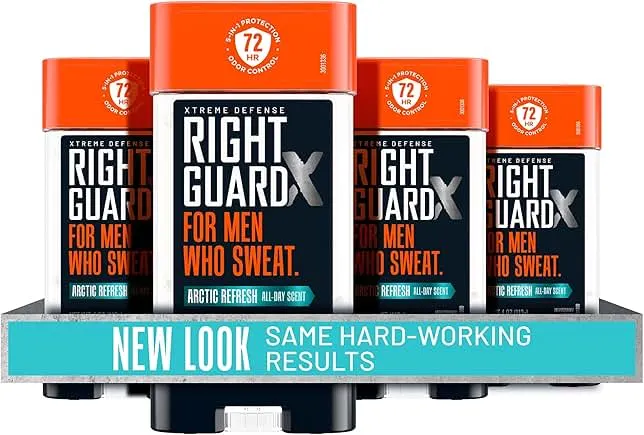 Right Guard Xtreme Defense Antiperspirant Deodorant Gel, Arctic Refresh Scent - 5-in-1 Deodorant Men Can Trust, 72-Hour Odor Control Invisible Gel for Men, 4 oz (4 Pack)