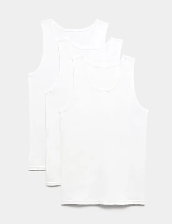 3 Pack Pure Cotton Sleeveless Vests