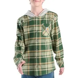 Carhartt Boys' Hooded Flannel Button-Front Long Sleeve Shirt