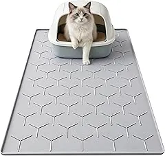 Garoopion Cat Mat for Litter Box, Large 34.05×22.5 inch Cat Litter Mat, Waterproof Silicone Pad for Floor, Gray Garoopion Cat Mat for Litter Box, Large 34.0…
