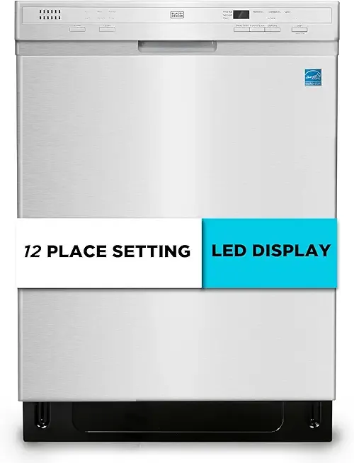 BLACK+DECKER 24" Built-In Dishwasher, 12-Place Setting Capacity with Stainless Steel Tub, Dish Washer with 6 Wash Programs, Low Noise, ENERGY STAR Certified, BDW200MS, Stainless Steel Look