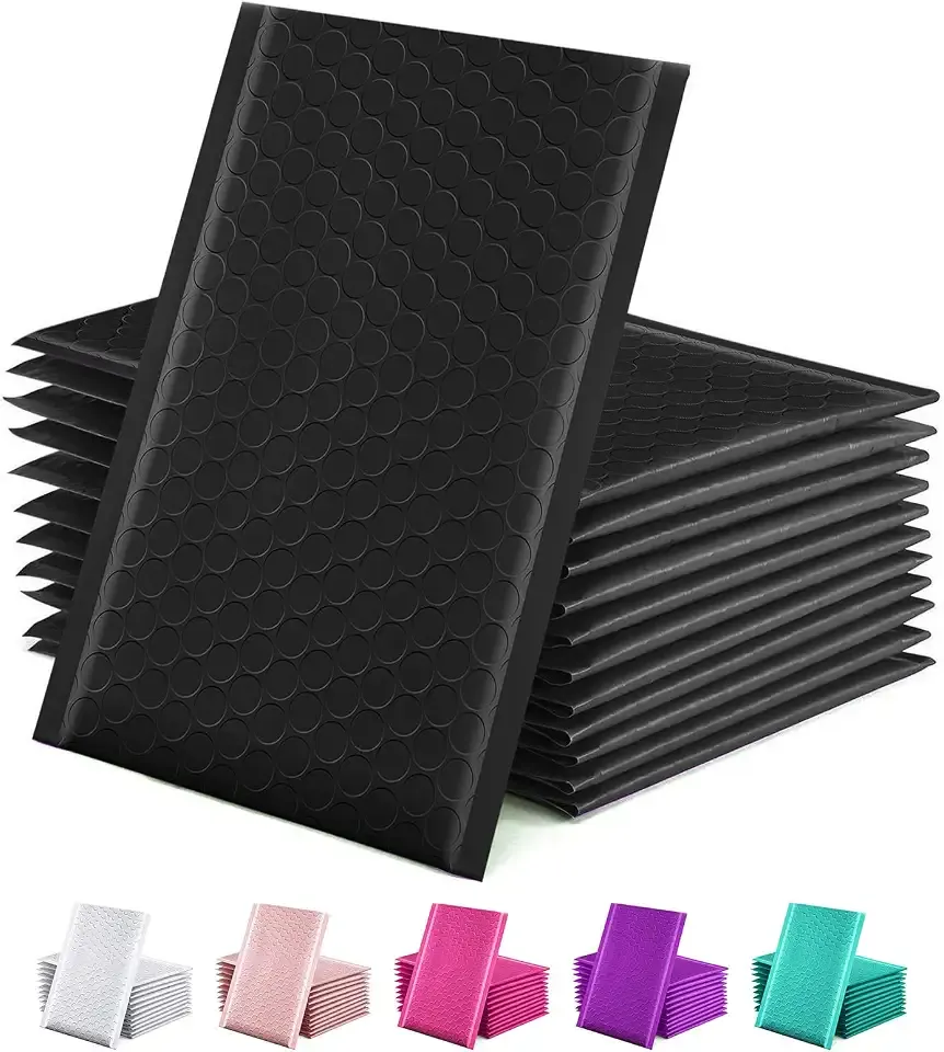 GSSUSA 100 Pack Bubble Mailers 6x10 Inches Black Shipping Bags Self Seal | Usable Size 6x9" #000 Small Waterproof Packaging Mailing Envelope Bags Bulk Mail Packing Small Business Supplies Sellers