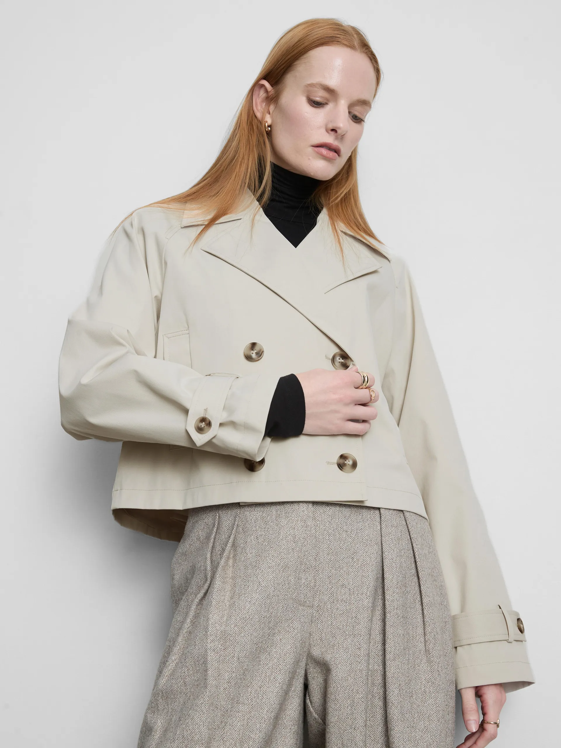 Imperméable droit à boutonnage croisé