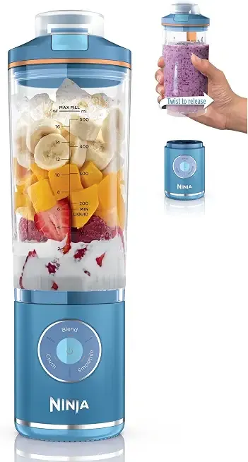 Blast Max Portable Blender, 22oz, Blue Raspberry, BC251BL2 | Twist & Go removable 22-oz vessel. Auto-iQ Crush & Smoothie programs, cordless. Dishwasher safe, leakproof lid.
