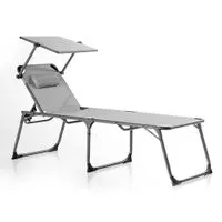 XXL-Komfort-Sonnenliege inkl. Kissen gepolstert aus Aluminium, ca. 193 x 67 x 48 cm - Anthrazit