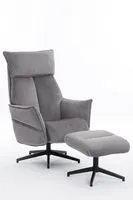 gepolsteter Relaxsessel mit Hocker - grau