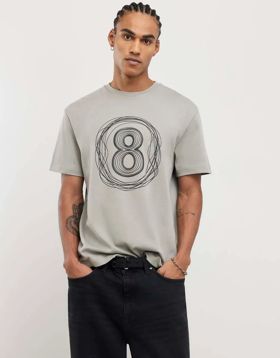 River Island Beige regular fit 8 t-shirt in beige