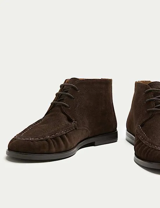 Suede Ruched Lace Up Boots