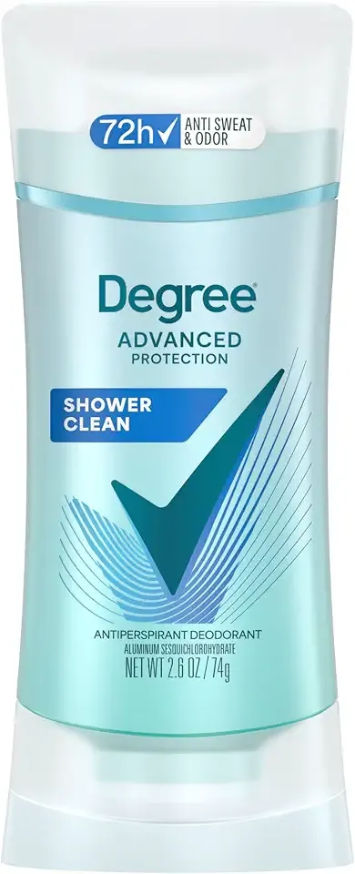 Degree Advanced Protection Antiperspirant Deodorant Shower Clean for 72-Hour Sweat & Odor Control for Women, with Body Heat Activated Technology, 2.6 oz