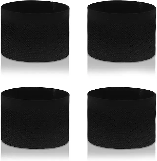 4 pcs Funeral Mourning Band, Black Soccer Football Captains Armband, 1.96 x 11.81 Inch Black Elastic Arm Band Adjustable Leader Armband, Team Sport Armbands Soccer Armbands for Basketball Volleyball