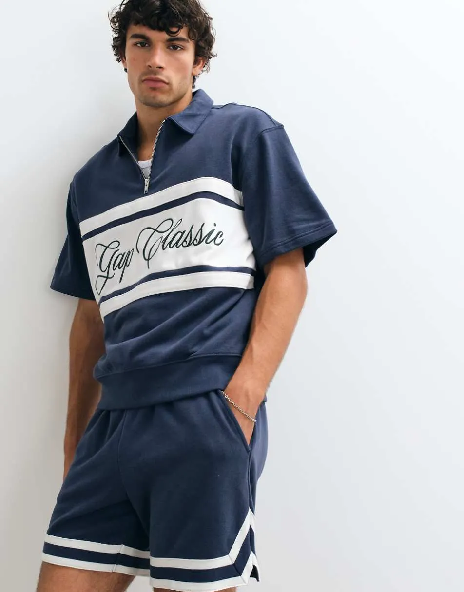 GAP vintage sports chest logo polo sweat co-ord in blue