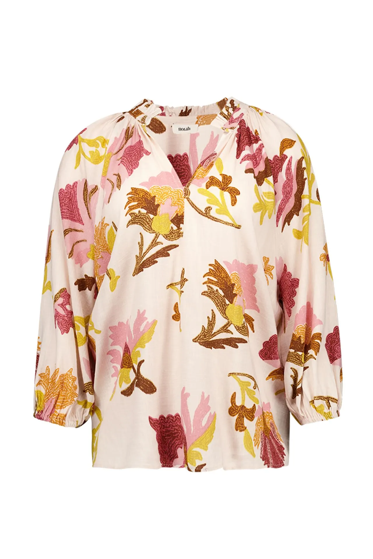Off-white blouse met kleurrijke bloemen