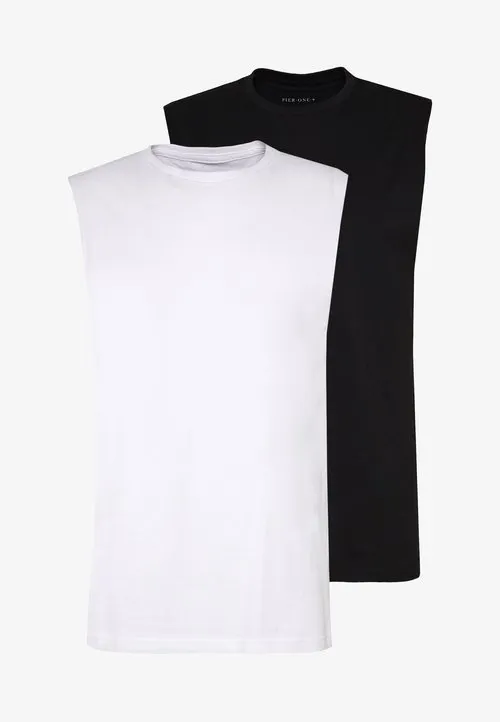 2 PACK LOOSE TANK TOP - Topper - white/black