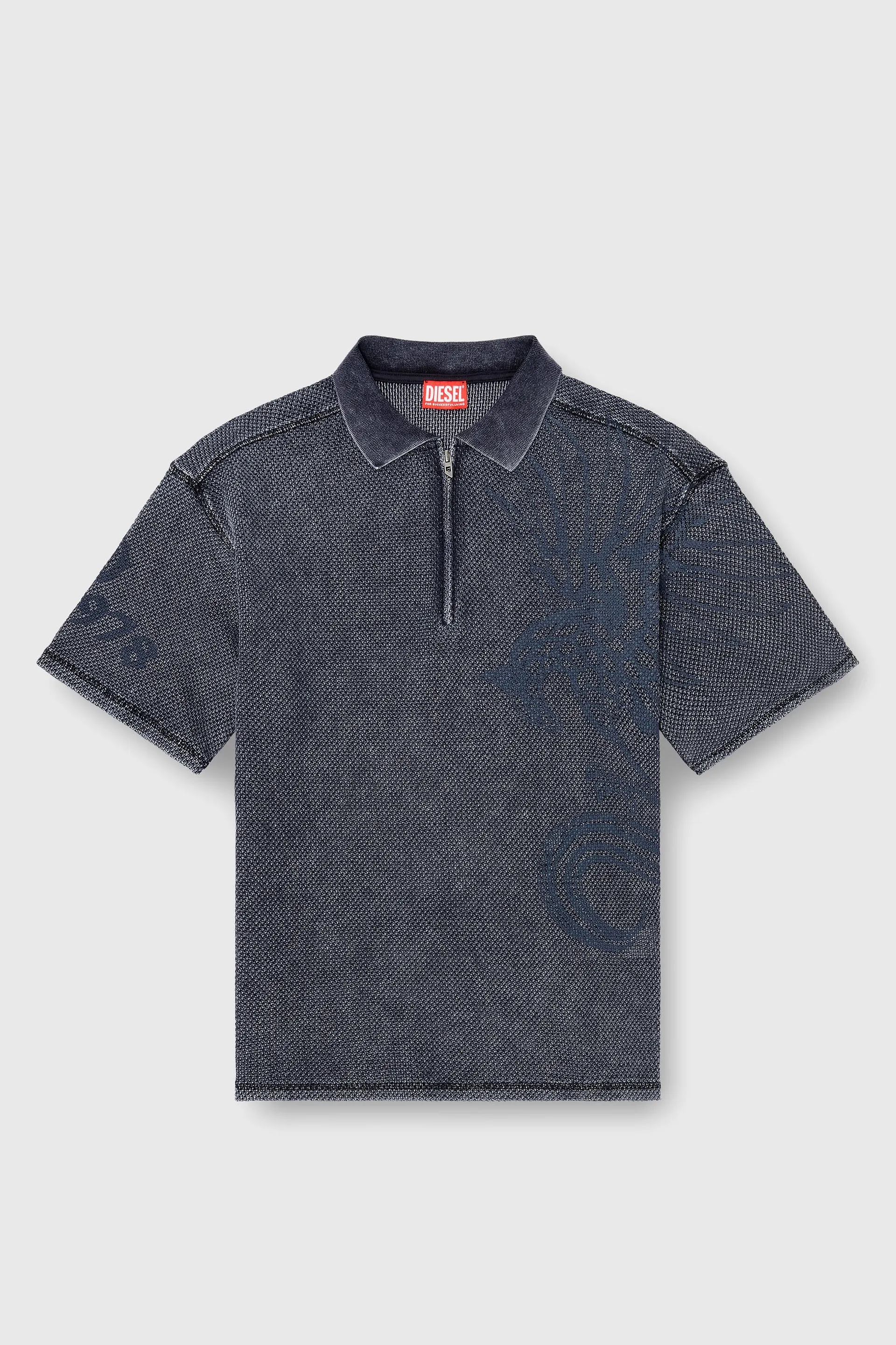 Mesh-jacquard polo shirt with Phoenix print