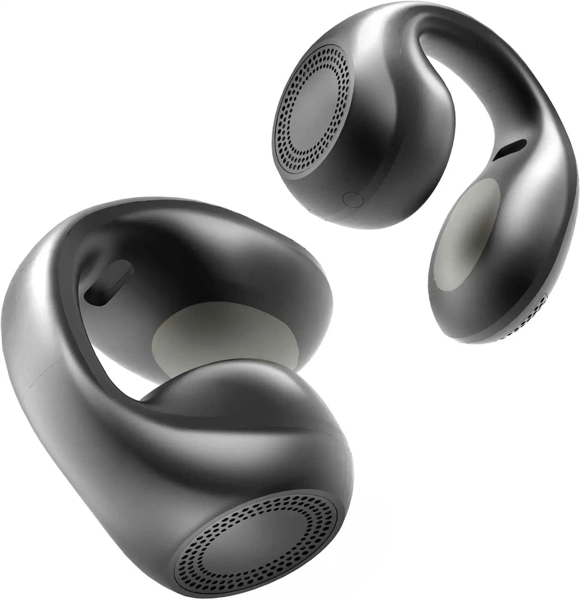 King Lucky Clip-On Earbuds,Comfort Air Cushion Open Ear Earbuds Wireless Bluetooth 6.0 Multipoint, Open Ear Headphones with Mic,Anti-Mistouch,45H Playtime for Sports,Small Ears&Sleep (Black)