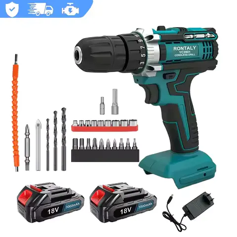 Cordless Screwdriver with 3000 mAh Battery, 18 V Battery Drill Set 35 Nm Max, 2-Speed Cordless Drill, FOR Makita Battery