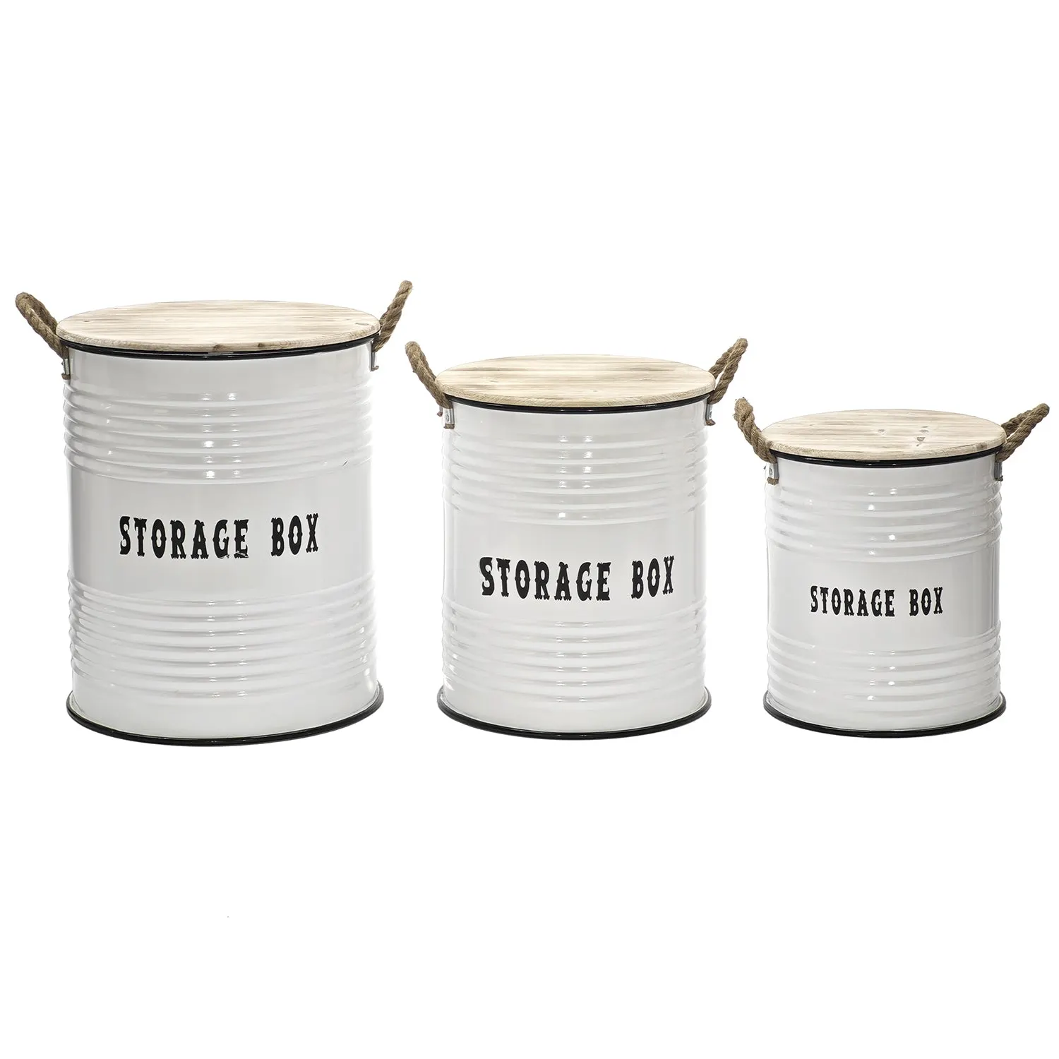Set 3 Ceste Portabiancheria con Manici Bianco