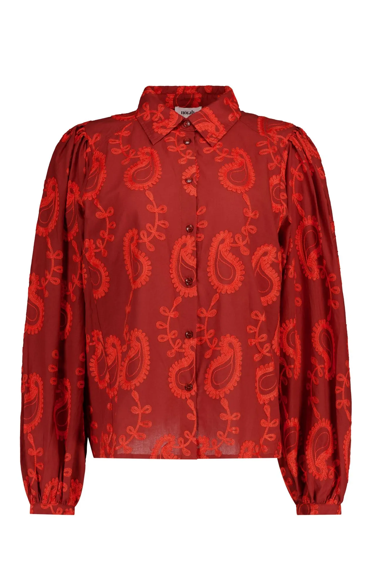 Bruin/oranje blouse met borduursels