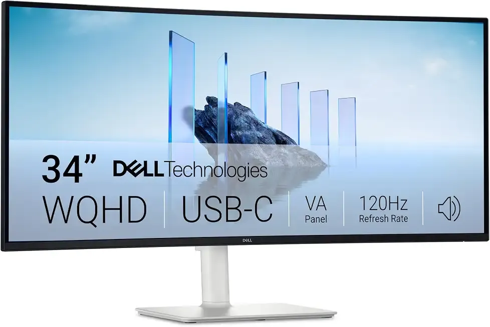 34 Plus USB-C Curved Monitor - S3425DW - 34-inch (3440 x 1440) up to 120 Hz 21:9 Display, VA Panel, AMD FreeSync Premium, 99% sRGB, 95% DCI-P3, Integrated Speakers, 3000:1 Contrast Ratio