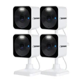Defender GO 2K AI Powered Plug-in Indoor/Outdoor Wi-Fi Security Cameras, 4-pack