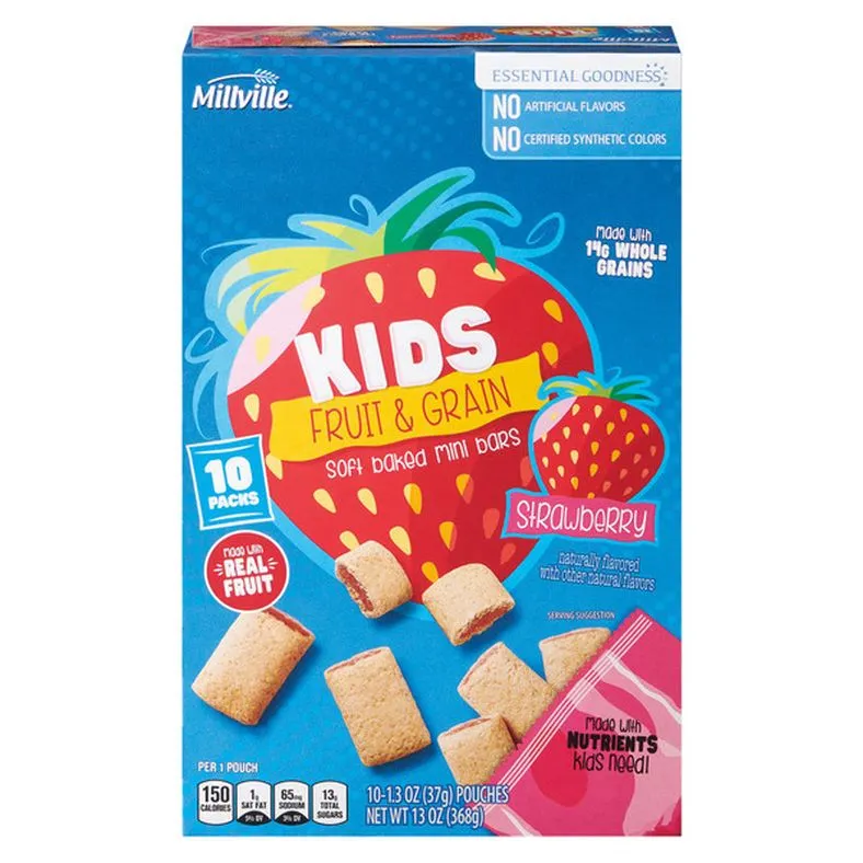 Millville Kids Fruit and Grain Strawberry Mini Bars, 10 count