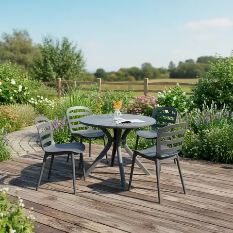 Comedor de Exterior Resina Negro 4 Personas